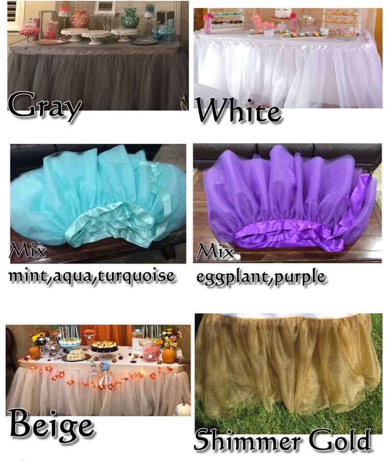 Tulle Tutu Table Cloth Decor Skirt Wedding Baby Shower Receptions High Chair 1st Birthday Party Supplies You Choose Color 6 Layers Of Tulle