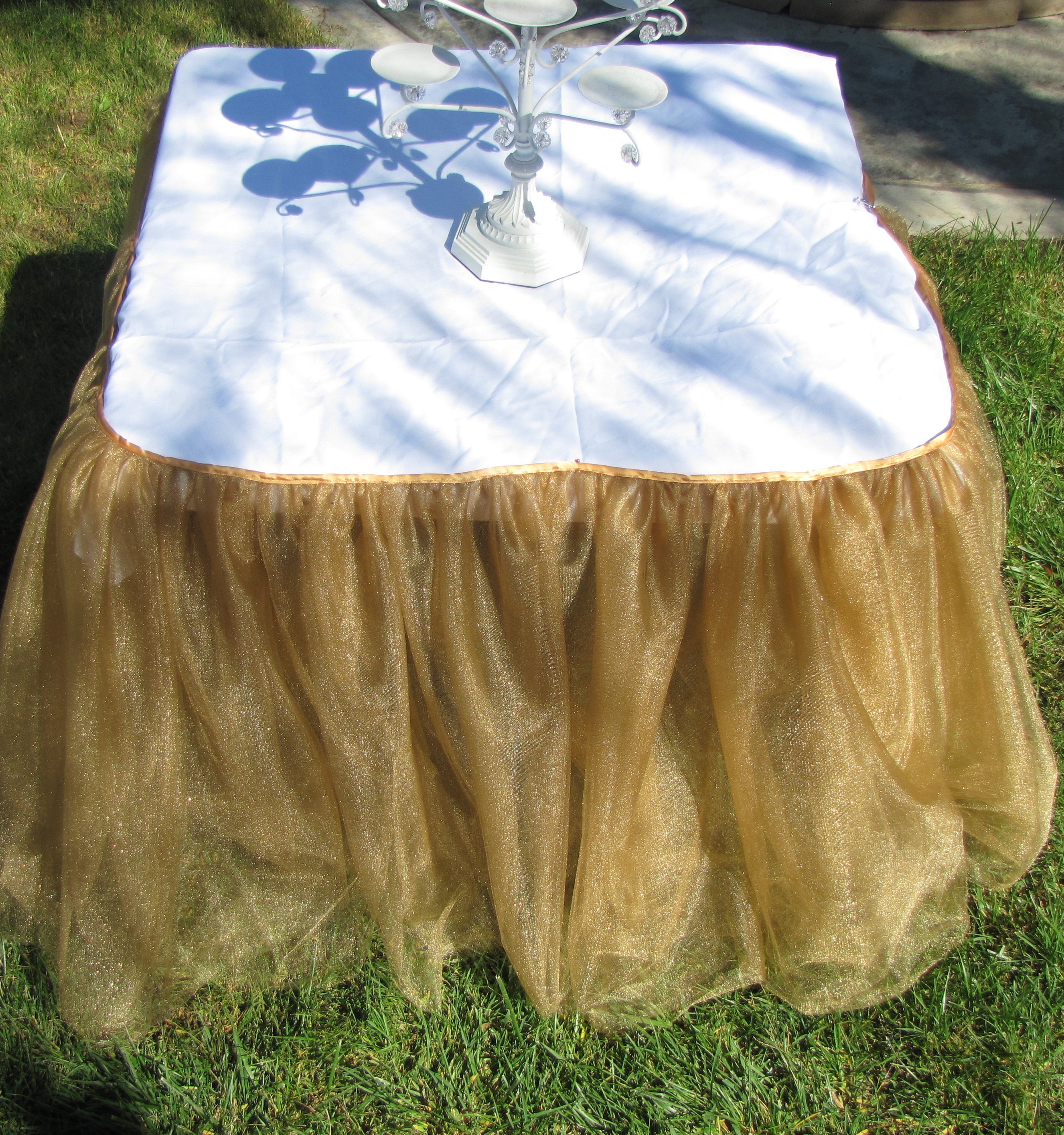Tulle Tutu Table Cloth Decor Skirt Wedding Baby Shower High Chair First Birthday Party Supplies You Choose Color 6 Layers Of Tulle Gold