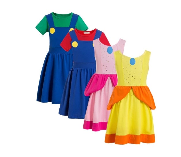 CHMMY Peach Costume Bambina Principessa Peach Dress Bambini 4-5