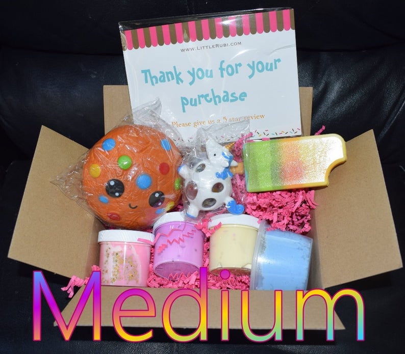 Birthday Mystery slime box goodie bag free extras gifts squishies