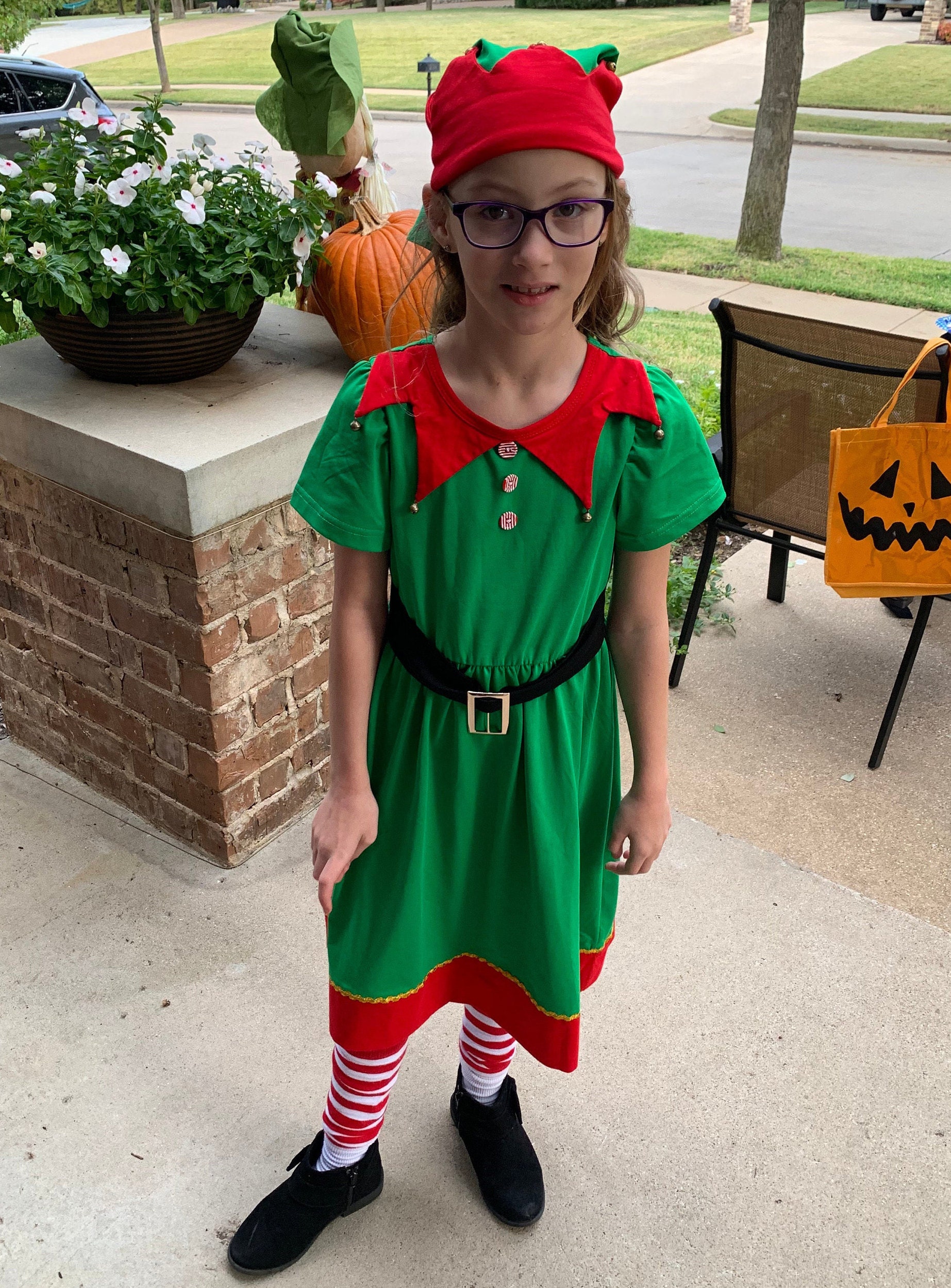 Holiday Christmas girl ginger bread cookie Elf party dress ugly