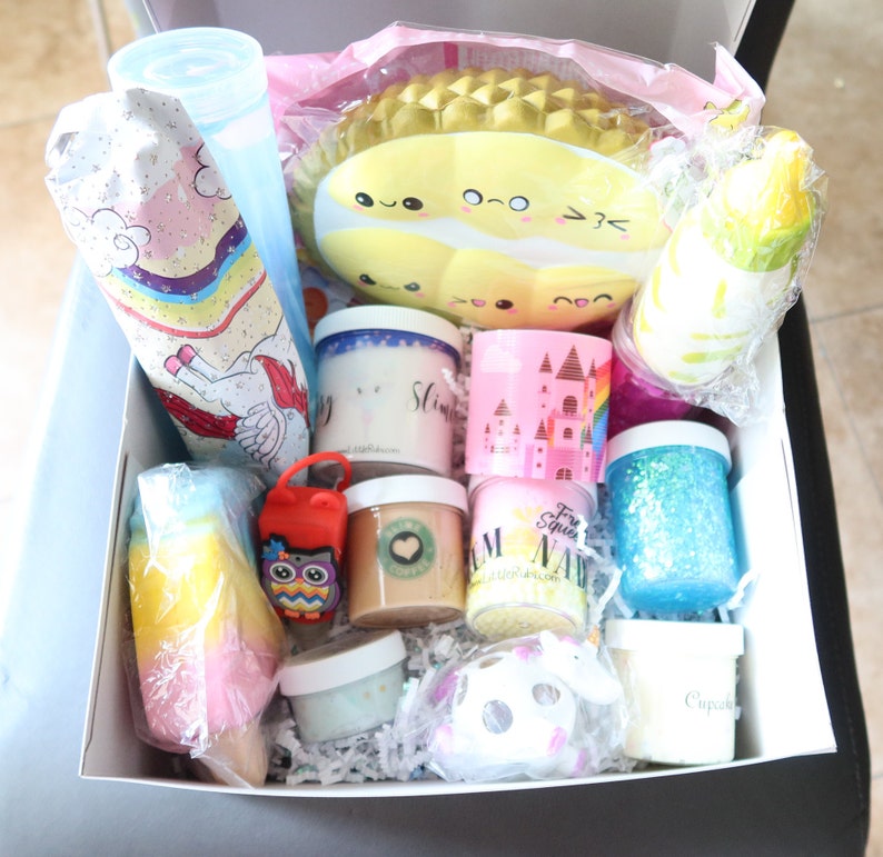 Birthday Mystery slime box goodie bag free extras gifts squishies
