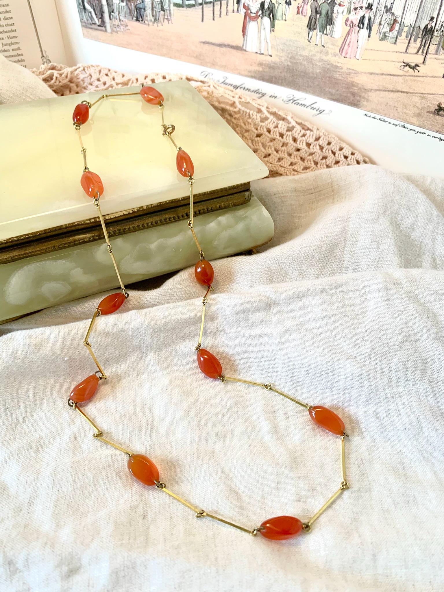 Collier Vintage En Corail - Style Art Déco Rétro - Occasion - Bijou Unique