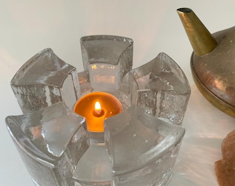 Salvamanteles de cristal vintage de los años 70 para tetera o portavelas