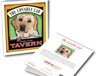 Yellow Lab Cards  "Lovable Lab" 6 Small Greeting Cards by Krista Brooks