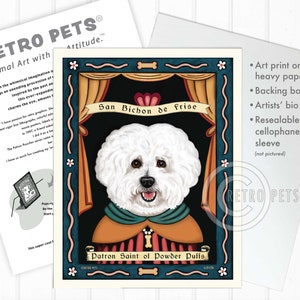 Bichon Frise Art, Dog Wall Art, Powder Puffs, Kitchen Decor, Dog Illustration, Bichon Frise Art, UNFRAMED image 3