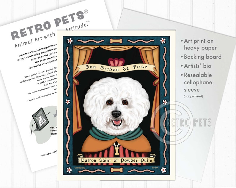 Bichon Frise Art, Dog Wall Art, Powder Puffs, Kitchen Decor, Dog Illustration, Bichon Frise Art, UNFRAMED image 3