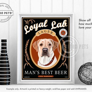 Yellow Lab Art, Dog Wall Art, Dog Decor, Loyal Lab Lager, Bar Decor, Dog Illustration, Dog Art Print, Lab Art, UNFRAMED