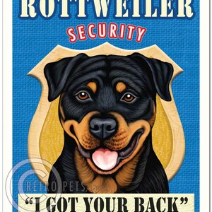 Security Rottie Dog Rottweiler Art, Dog Wall Art, Dog Decor, Security, Bar Decor, Dog Art ...