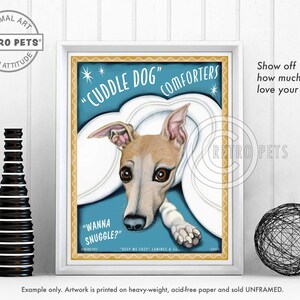Whippet Art, Dog Art, Dog Decor, Whippet Gift, Dog Lover Gift, Whippet Lover Gift, Dog Art Print, Cuddle Dog, Italian Greyhound, UNFRAMED