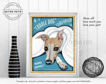 Whippet Art, Dog Art, Dog Decor, Whippet Gift, Dog Lover Gift, Whippet Lover Gift, Dog Art Print, Cuddle Dog, Italian Greyhound, UNFRAMED