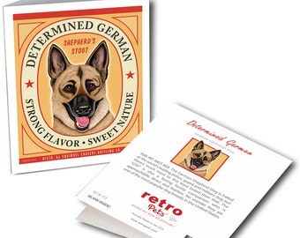 German Shepherd Cards "Determined German" 6 Small Greeting Cards by Krista Brooks