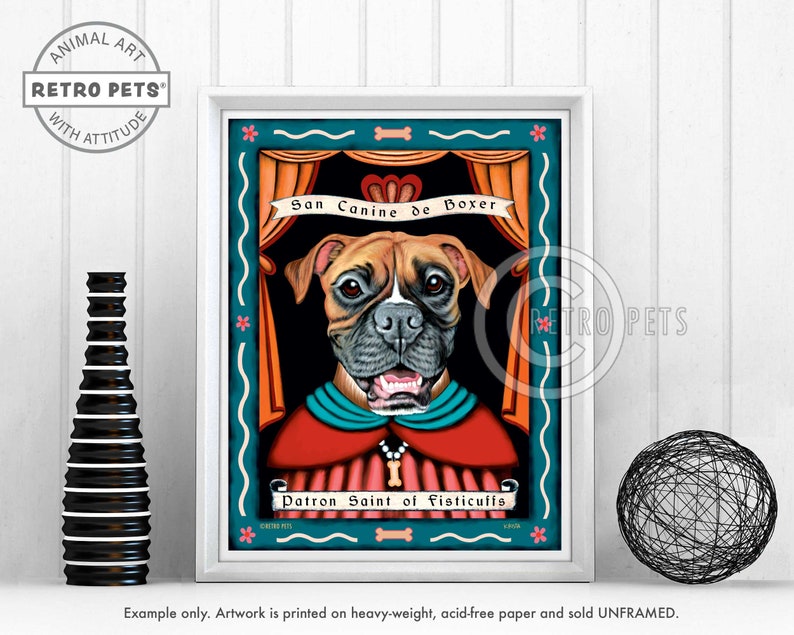 Boxer Art, Dog Wall Art, Dog Decor, Fisticuffs, Kitchen Decor, Boxer Art, Dog Art Print, UNFRAMED image 1