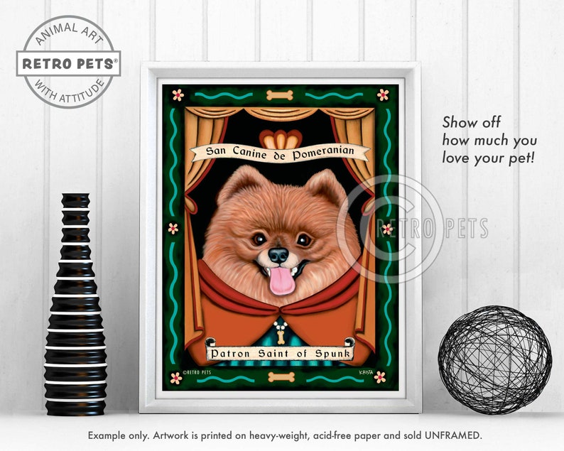 Pomeranian Art, Dog Wall Art, Dog Decor, Spunk, Pomeranian, PomPom Art, Dog Art Print, Kitchen Decor, PomPom, UNFRAMED image 1