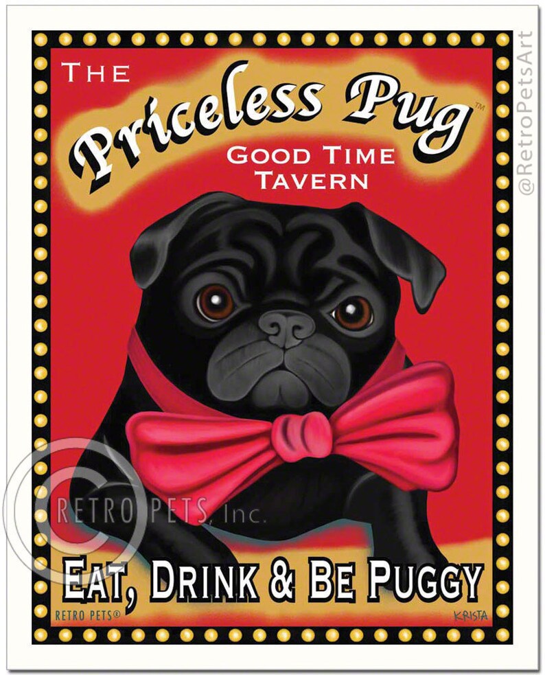 Pug Art Black Dog Wall Art Dog Decor Priceless Pug Pug Etsy
