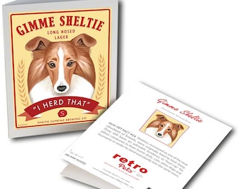 Sheltie Art "Gimme Sheltie" 6 Small Greeting Cards by Krista Brooks