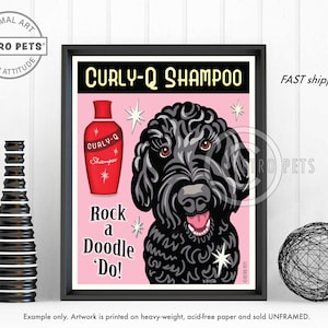 Black Goldendoodle, Doodle Art, Black Labradoodle, Pet Portrait, Dog Lover Gift, Black Doodle Dog, Dog Portrait, Retro Pets, Dog Mom Gift
