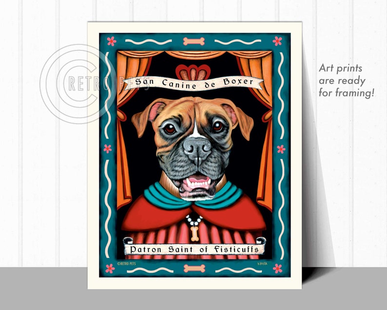 Boxer Art, Dog Wall Art, Dog Decor, Fisticuffs, Kitchen Decor, Boxer Art, Dog Art Print, UNFRAMED image 2