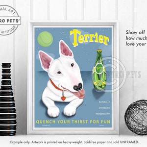 Bull Terrier Art, Dog Wall Art, Dog Decor, Bull Terrier Print, Kitchen Decor, Bull Terrier Art, Greeting Cards or UNFRAMED print