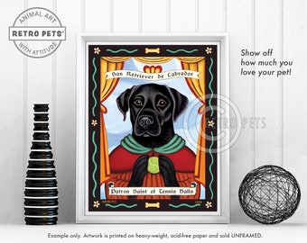 Black Lab Art, Dog Wall Art, Dog Decor, Tennis Balls, Kitchen Decor, Dog Illustration, Dog Art Print and Greeting Cards