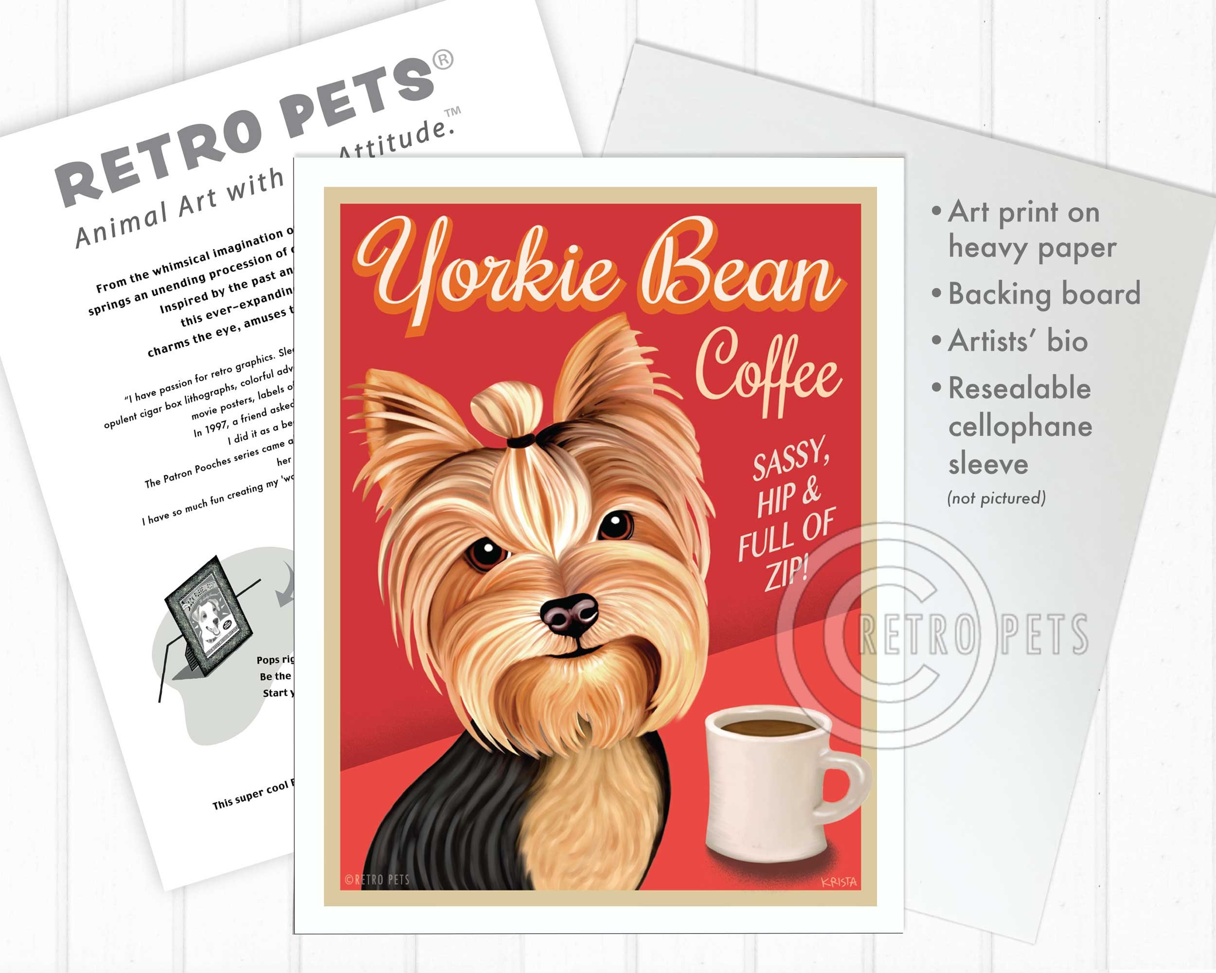 Cute Yorkie Art, Funny Yorkie Art, Yorkie Bean Coffee, Yorkshire ...