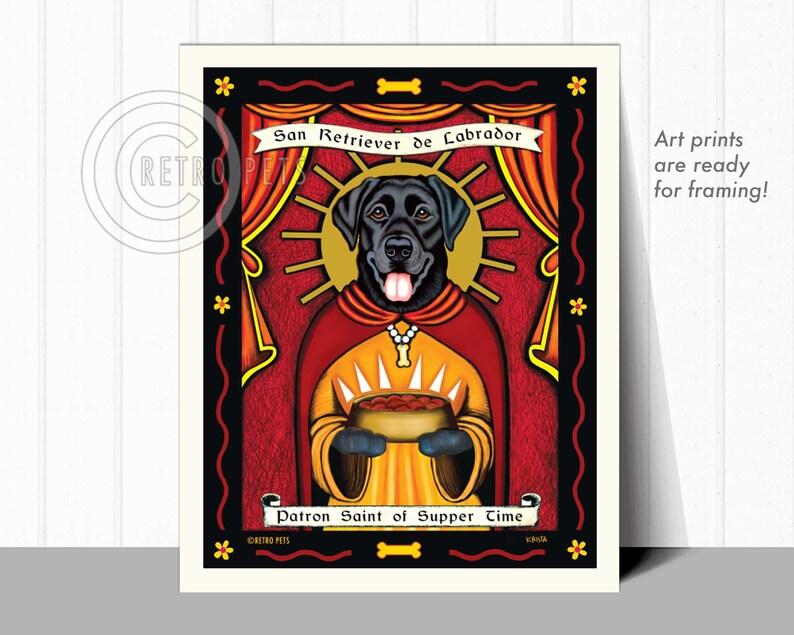 Black Lab Art Dog Wall Art Dog Decor Supper Time Kitchen Etsy