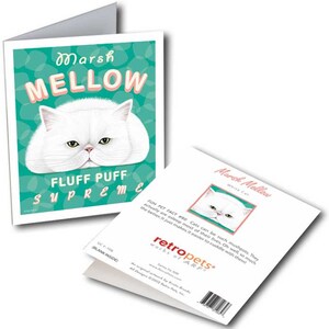 Cat Art &quot;Marsh Mellow Kitty&quot; 6 Small Greeting Cards by Krista Brooks - GCF-106