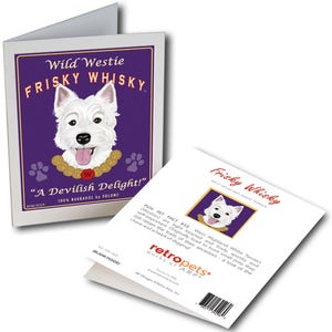 Westie Art &quot;Wild Westie Frisky Whisky&quot; 6 Small Greeting Cards by Krista Brooks