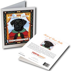 Black Labrador Cards  &quot;Saint of Tennis Balls&quot; 6 Small Greeting Cards by Krista Brooks - GCP-111