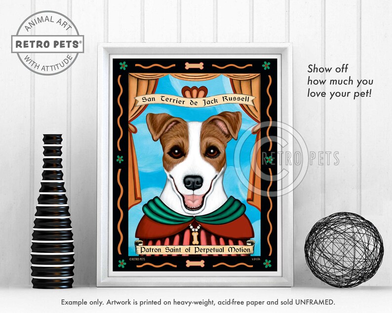 Jack Russell Terrier Art, Dog Wall Art, Dog Decor, Perpetual Motion, Kitchen Decor, Art Print image 1