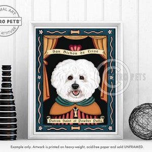 Bichon Frise Art, Dog Wall Art, Powder Puffs, Kitchen Decor, Dog Illustration, Bichon Frise Art, UNFRAMED