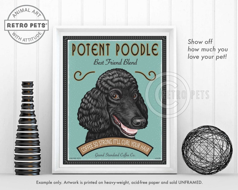 Poodle Art Black Dog Wall Art Dog Decor Potent Poodle | Etsy