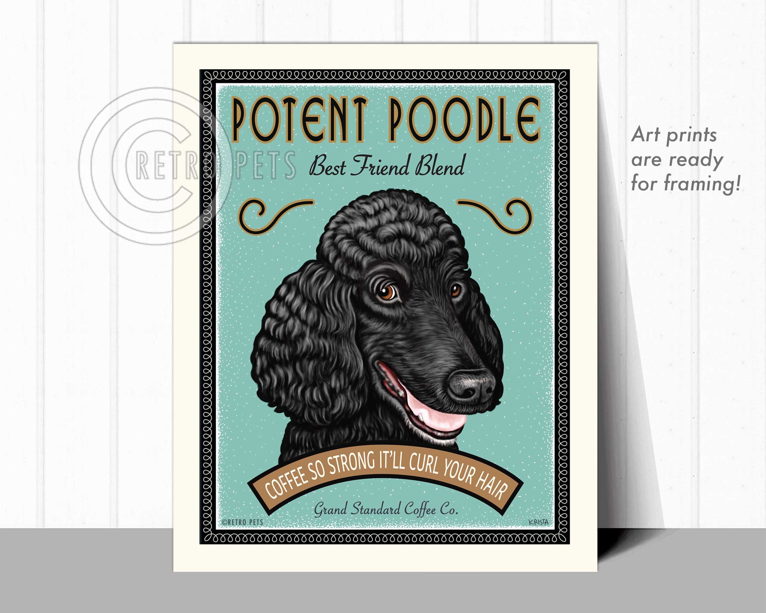 Poodle Art Black Dog Wall Art Dog Decor Potent Poodle Etsy