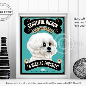 Bichon Frise Art, Dog Wall Art, Dog Decor, Beautiful Bichon Coffee, Bar Decor, Dog Illustration, Bichon Frise Art, UNFRAMED
