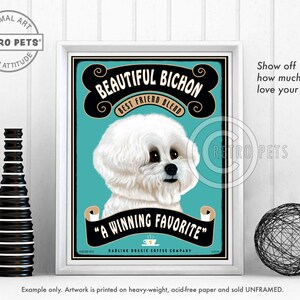 Bichon Frise Art, Dog Wall Art, Dog Decor, Beautiful Bichon Coffee, Bar Decor, Dog Illustration, Bichon Frise Art, UNFRAMED image 1