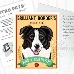 Border Collie Art, Dog Wall Art, Dog Decor, Brilliant Border, Bar Decor, Dog Illustration, Greeting Cards or UNFRAMED print image 4