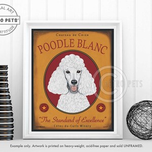 Poodle Art, Standard/White, Dog Wall Art, Dog Decor, Poodle Blanc, Bar Decor, Poodle, Dog Art Print, Dog Lover Gift, UNFRAMED