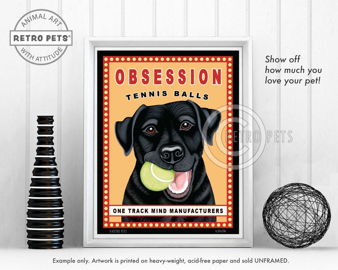 Black Lab Art, Dog Wall Art, Funny Dog, Tennis Ball Print, Dog Art ...