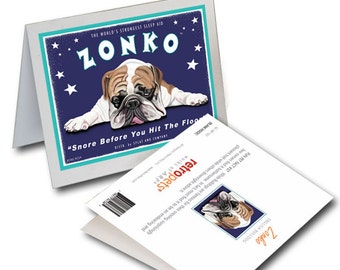 Bulldog Cards "Zonko" 6 Small Greeting Cards by Krista Brooks