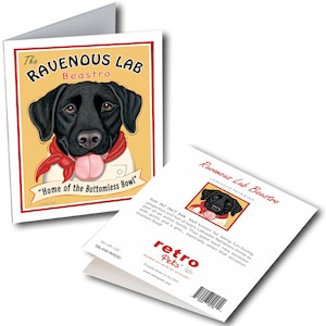 Black Labrador Cards  &quot;Ravenous Lab&quot; 6 Small Greeting Cards by Krista Brooks