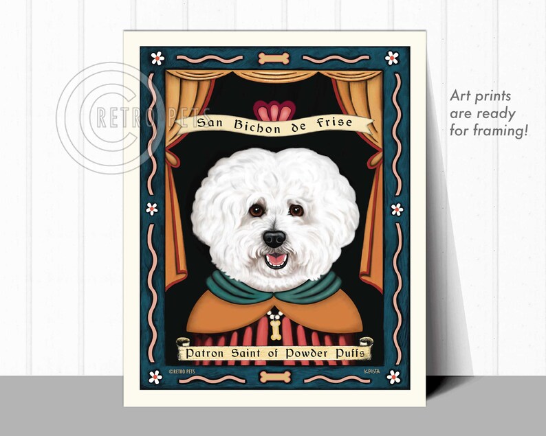 Bichon Frise Art, Dog Wall Art, Powder Puffs, Kitchen Decor, Dog Illustration, Bichon Frise Art, UNFRAMED image 2