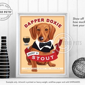 Dachshund Art Print, Dachshund Gifts, Dog Lover Gift, Pet Portrait, Dog Portrait For Home Decor, Dapper Doxie, Dog Dad Gift, Dachshund Art