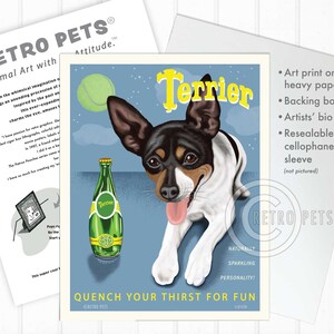 Rat Terrier Art, Smooth Toy Fox Terrier, Dog Wall Art, Dog Decor, Perrier Spoof, Terrier Art, Dog Art Print, Dog Lover Gift, UNFRAMED image 4
