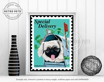 Pekingese Art, Fawn, Dog Wall Art, Dog Decor, Dog Lover Gift, Pekingese Art Print, Dog Art, Kitchen Decor, Dog Art Print UNFRAMED