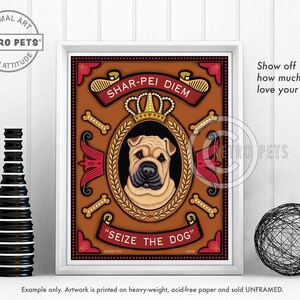 Shar-Pei Art, Dog Wall Art, Dog Decor, Shar-Pei Diem, Shar-Pei, SharPei Art, Dog Art Print, Kitchen Decor, UNFRAMED