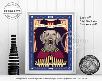 Weimaraner Green Eyes Art, Dog Wall Art, Dog Decor, Perpetual Motion, Kitchen Decor, Dog Art Print, Dog Lover Gift, UNFRAMED