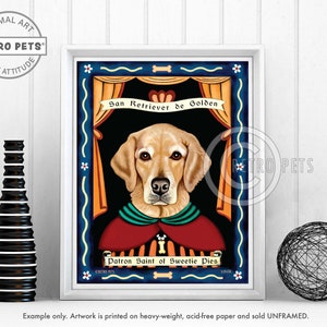 Golden Retriever Art, Dog Wall Art, Dog Decor, Sweetie Pies, Kitchen Decor, Dog Illustration, Retriever Dog Art, UNFRAMED