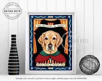 Golden Retriever Art, Dog Wall Art, Dog Decor, Sweetie Pies, Kitchen Decor, Dog Illustration, Retriever Dog Art, UNFRAMED