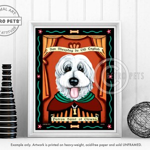 Old English Sheepdog Art, Dog Wall Art, Dog Decor, Clowns, Dog Art, Dog Lover Gift, Sheepdog Art Print, Old English, Dog Art Print, UNFRAMED