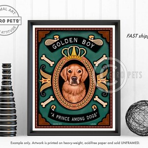 Golden Retriever Art, Dog Wall Art, Dog Decor, Golden Boy, Kitchen Decor, Dog Illustration, Retriever Dog Art, UNFRAMED